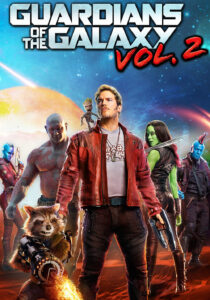 The Guardians of the Galaxy team posing for a photo with Baby Groot on Star-Lord's shoulder.