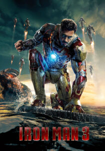 Iron Man's many armors flying autonomously to battle the villain Aldrich Killian.