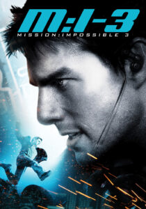 Tom Cruise as Ethan Hunt looking tense with explosive charge dots on his face in Mission: Impossible III.