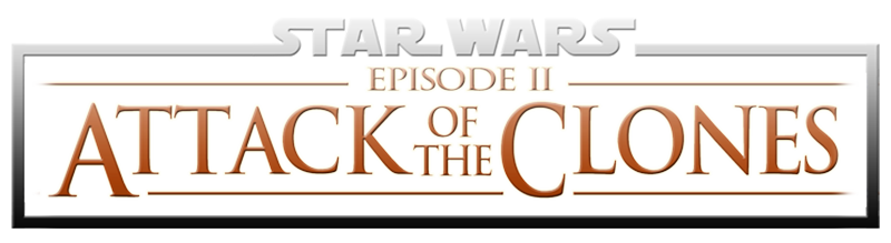 Official Star Wars: Episode II - Attack of the Clones movie poster featuring a young Anakin Skywalker and Padmé Amidala standing back-to-back with lightsabres ignited, with a massive clone army in the background.