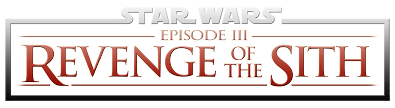 Anakin Skywalker and Obi-Wan Kenobi duel with glowing lightsabers on the volcanic planet Mustafar, with a caption: "Star Wars: Episode III - Revenge of the Sith."