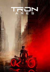 A new character, Ares, in a black and orange light-suit standing on a dark Tron grid.